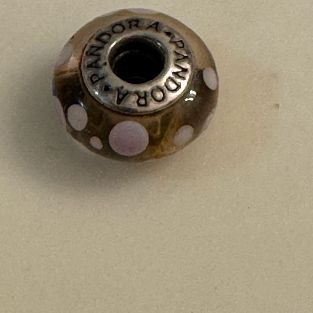 Pandora Charm with Brown and Pink Accents